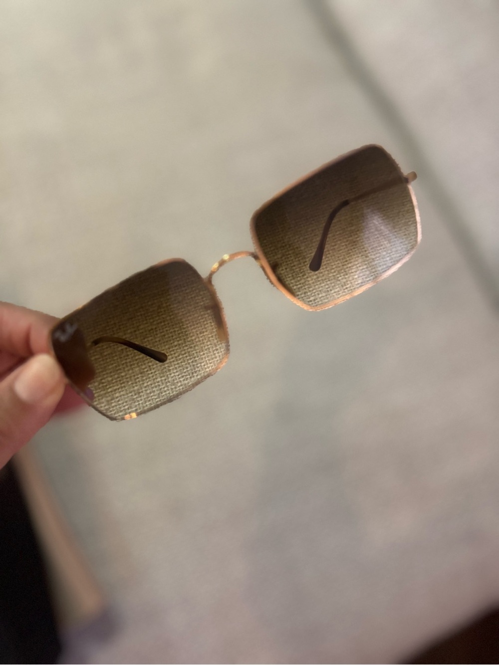 Ray-Ban Gold Frame Brown Gradient Square Sunglasses